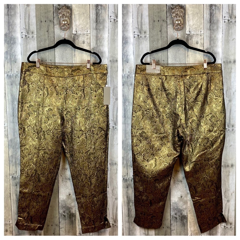 Soft Surroundings Metallic Gold Paisley pants. - Picture 11 of 16